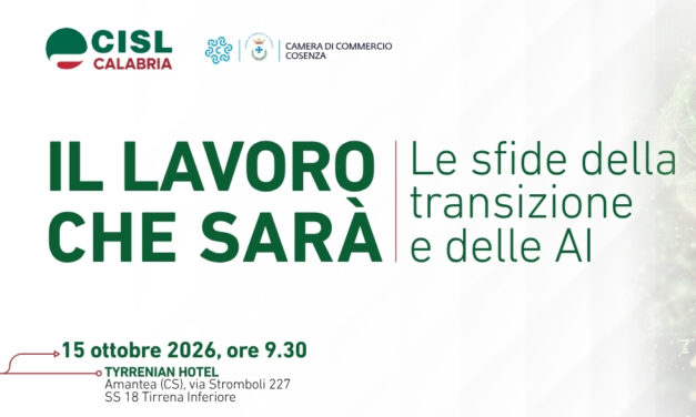 Dal 13 al 15 ottobre al via il Training Camp “Codice lavoro” di Cisl Calabria